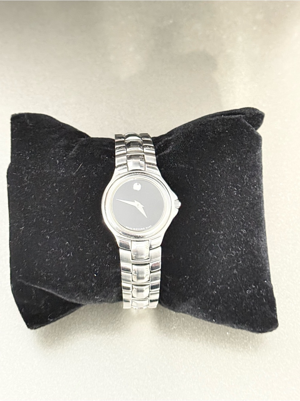 Movado-style Stainless Steel Black Dial Watch